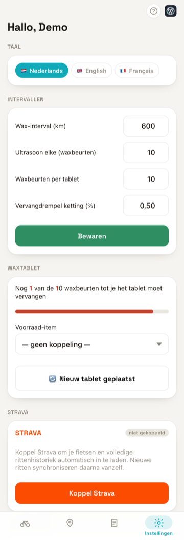Instellingenscherm